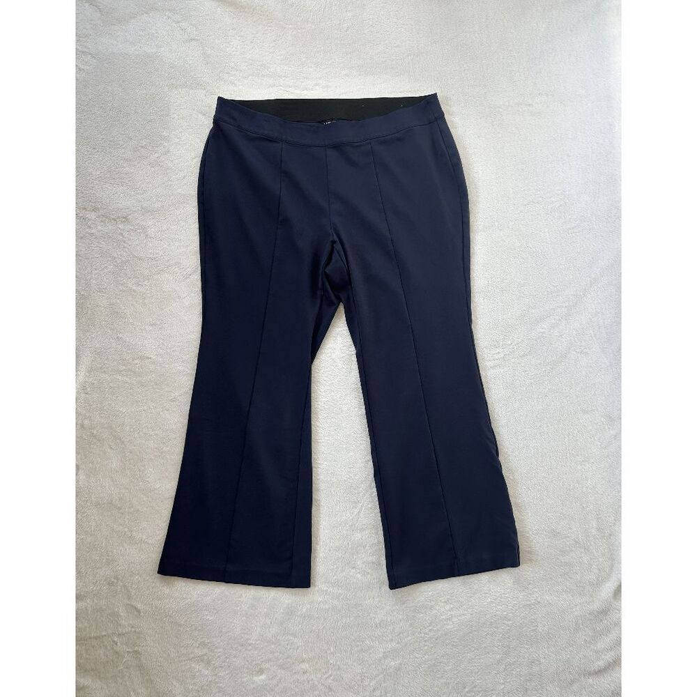 Lane Bryant Dark Blue Pleated Stretch Dress Pants Size 20 Flare Leg, Career